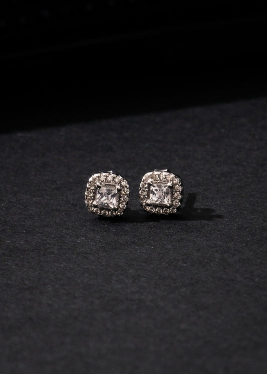 Caravanas lady di cuadradas zirconia blanca plata 925