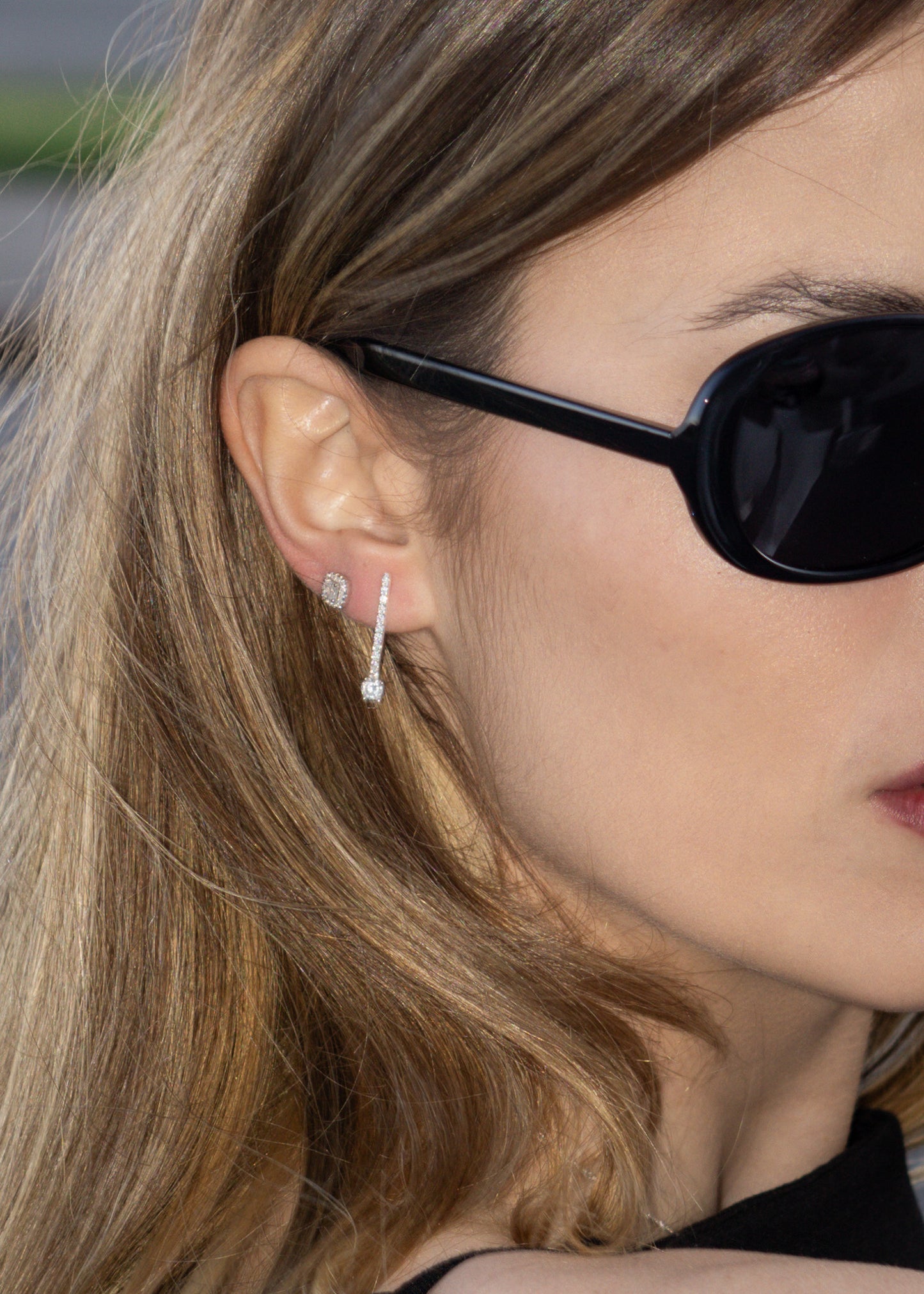 Caravanas lady di cuadradas zirconia blanca plata 925