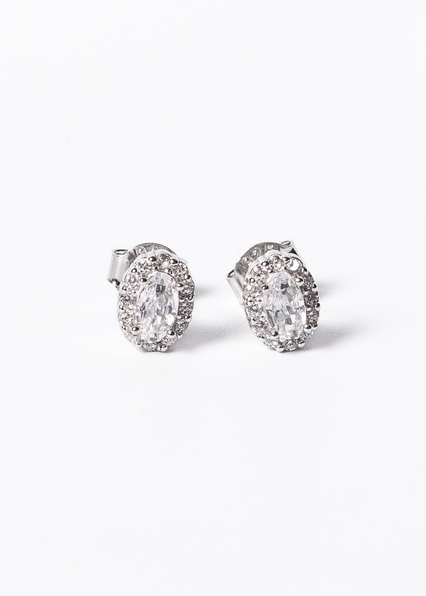 Caravanas lady di oval zirconia blanca plata 925