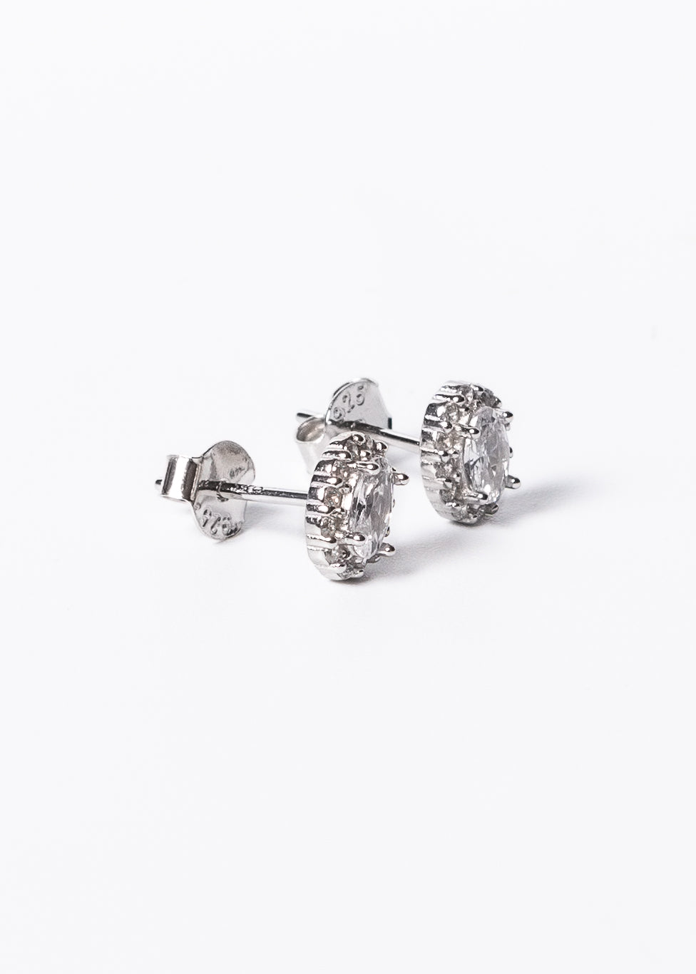Caravanas lady di oval zirconia blanca plata 925