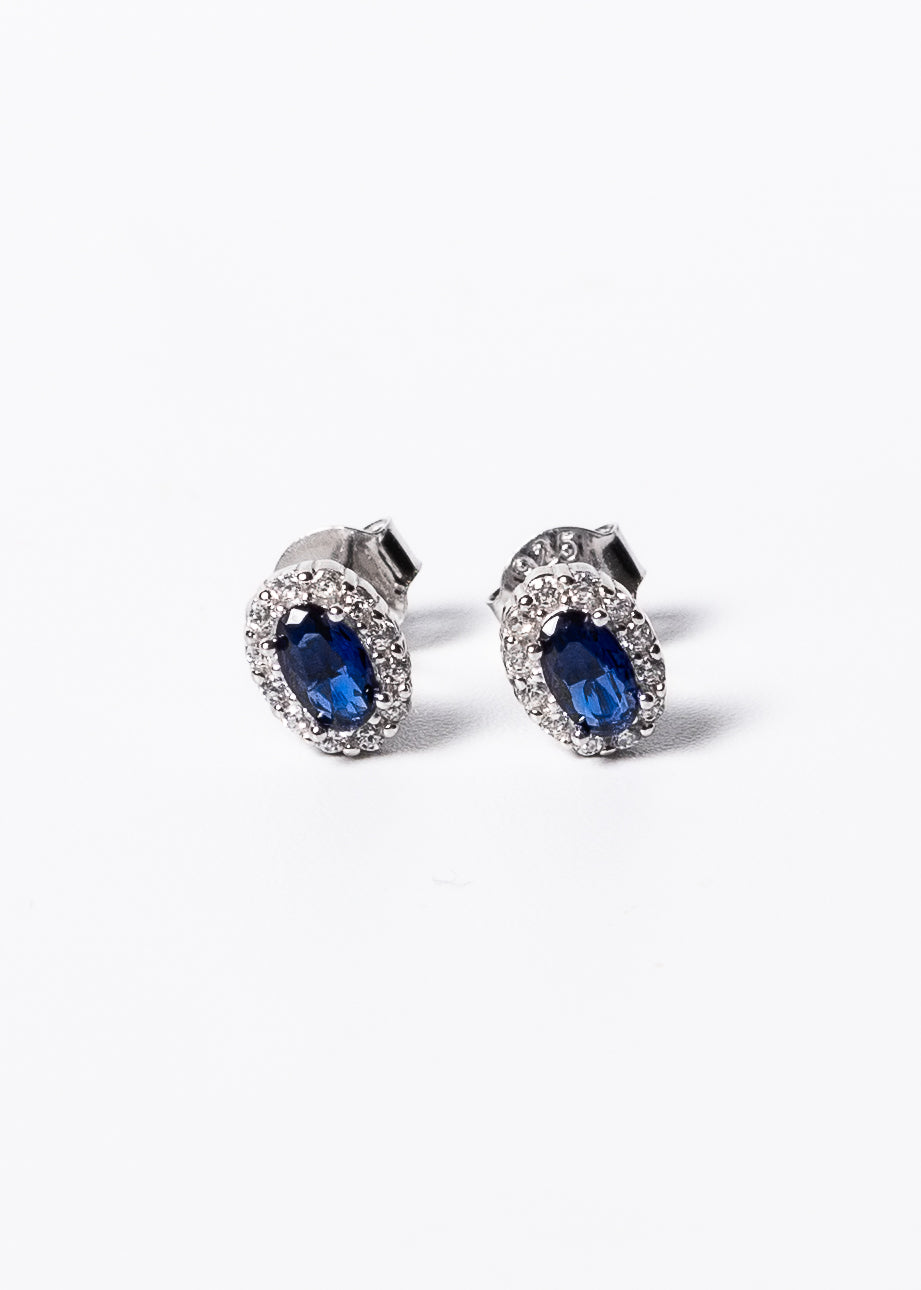 Caravanas lady di oval zirconia azul plata 925