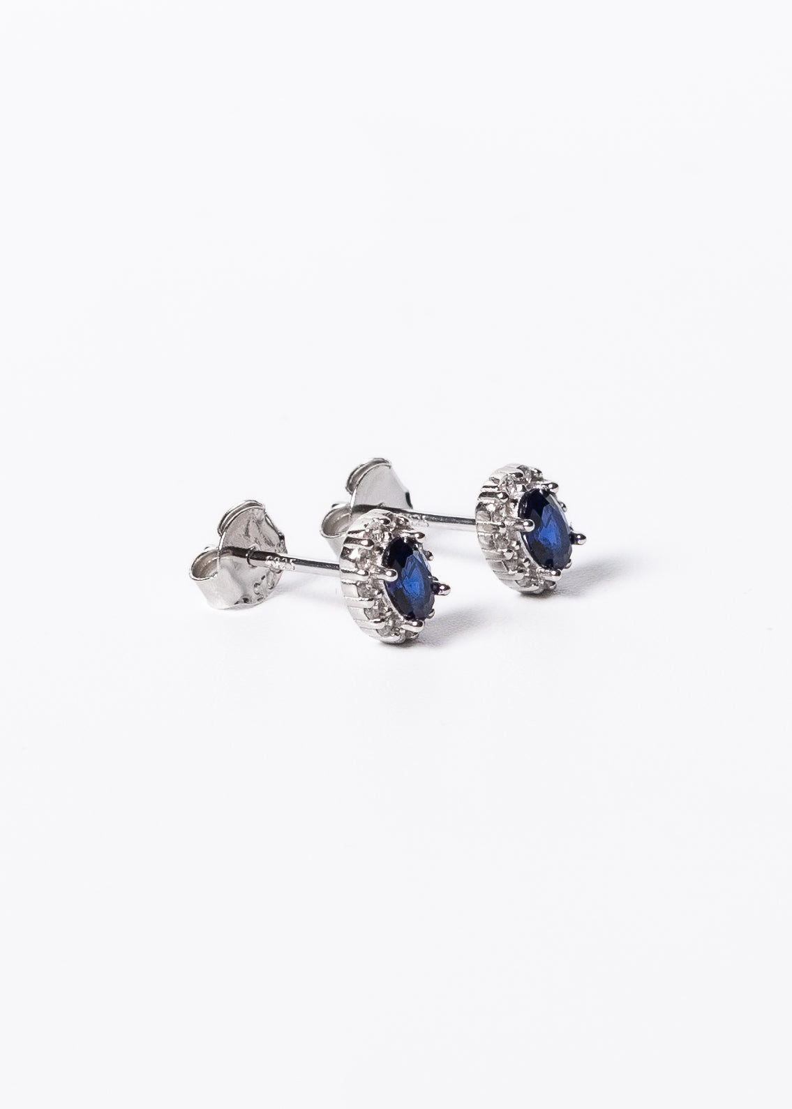 Caravanas lady di oval zirconia azul plata 925