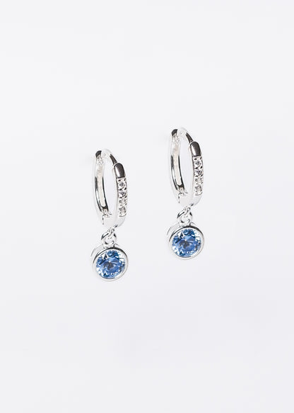 Caravanas aros dije punto luz turquesa zirconia plata 925