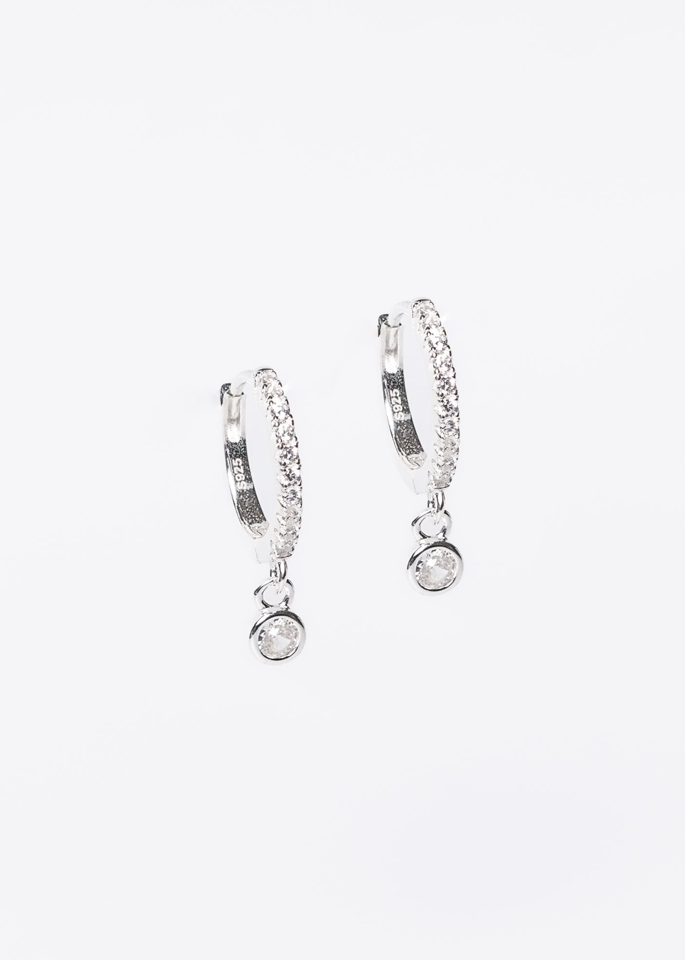 Caravanas aros dije punto luz mini zirconias plata 925