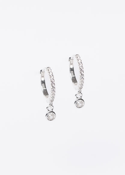 Caravanas aros dije punto luz mini zirconias plata 925