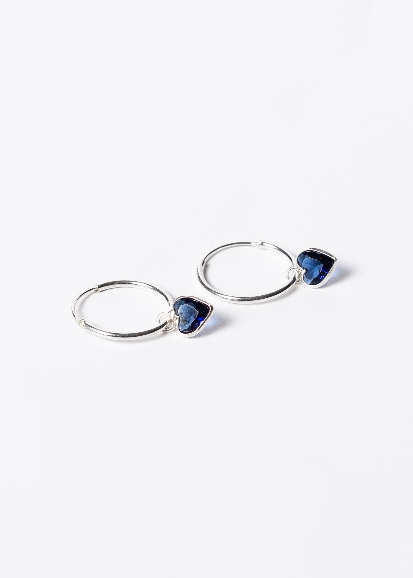 Caravanas aros dije corazón zirconia azul plata 925