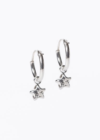 Caravanas aros con dije estrella zirconia plata 925