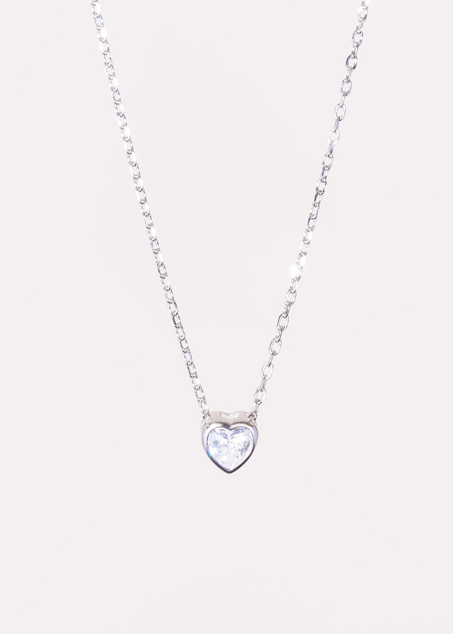 Cadena collar forcet punto luz corazón plata 925