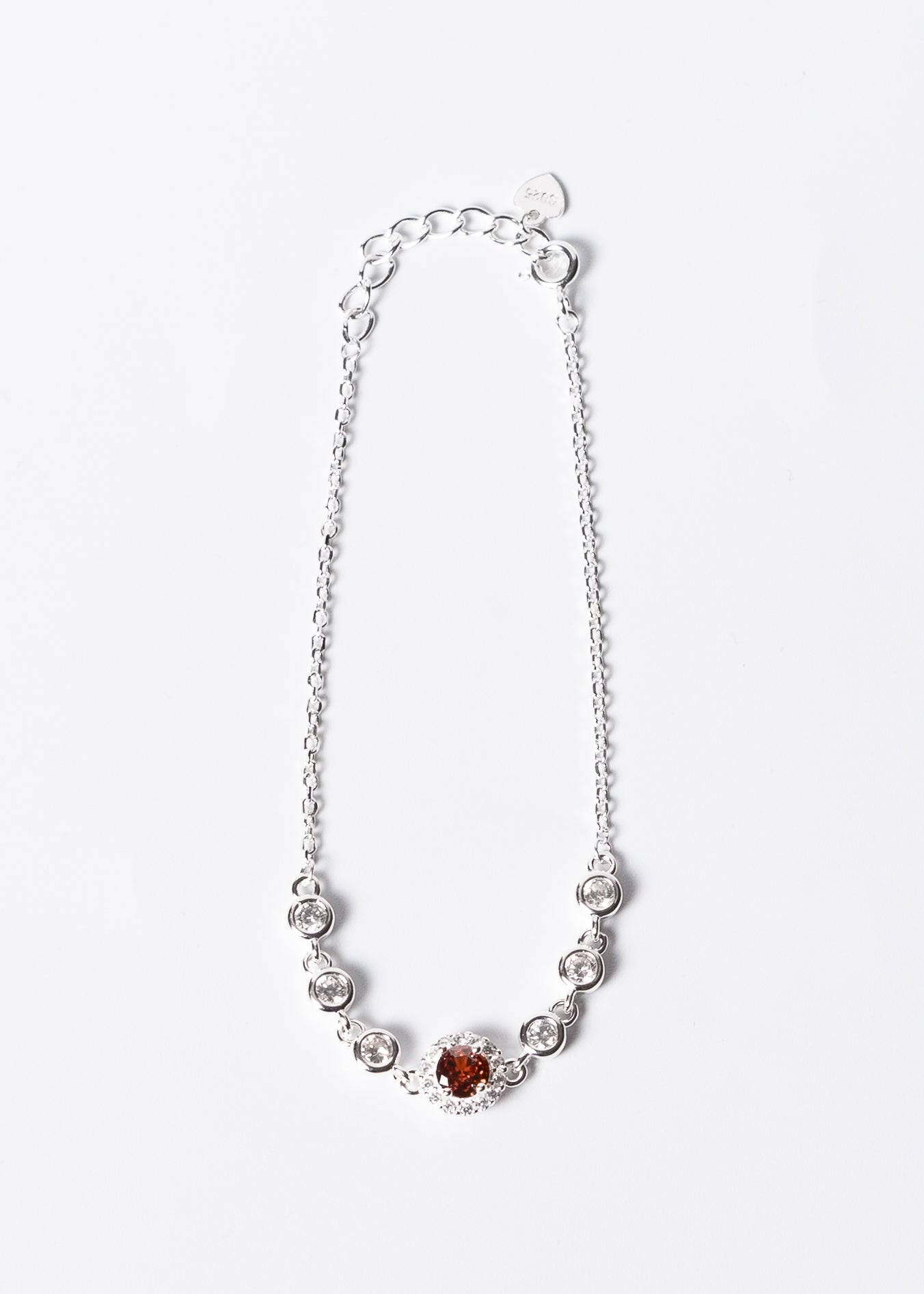 Pulsera Lady Di zirconia roja plata 925