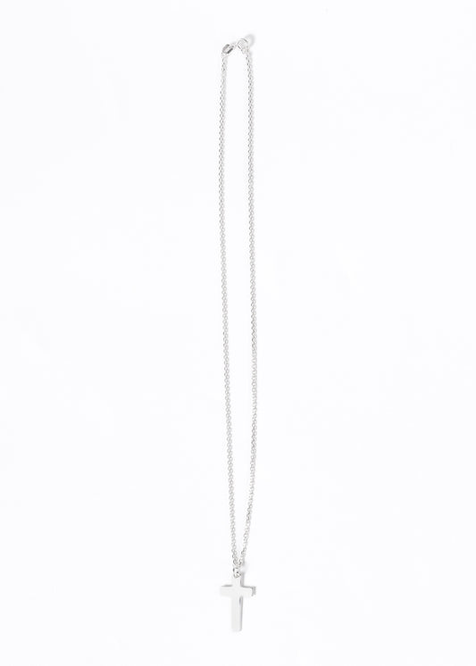 Cadena 45cm con dije cruz lisa plata 925