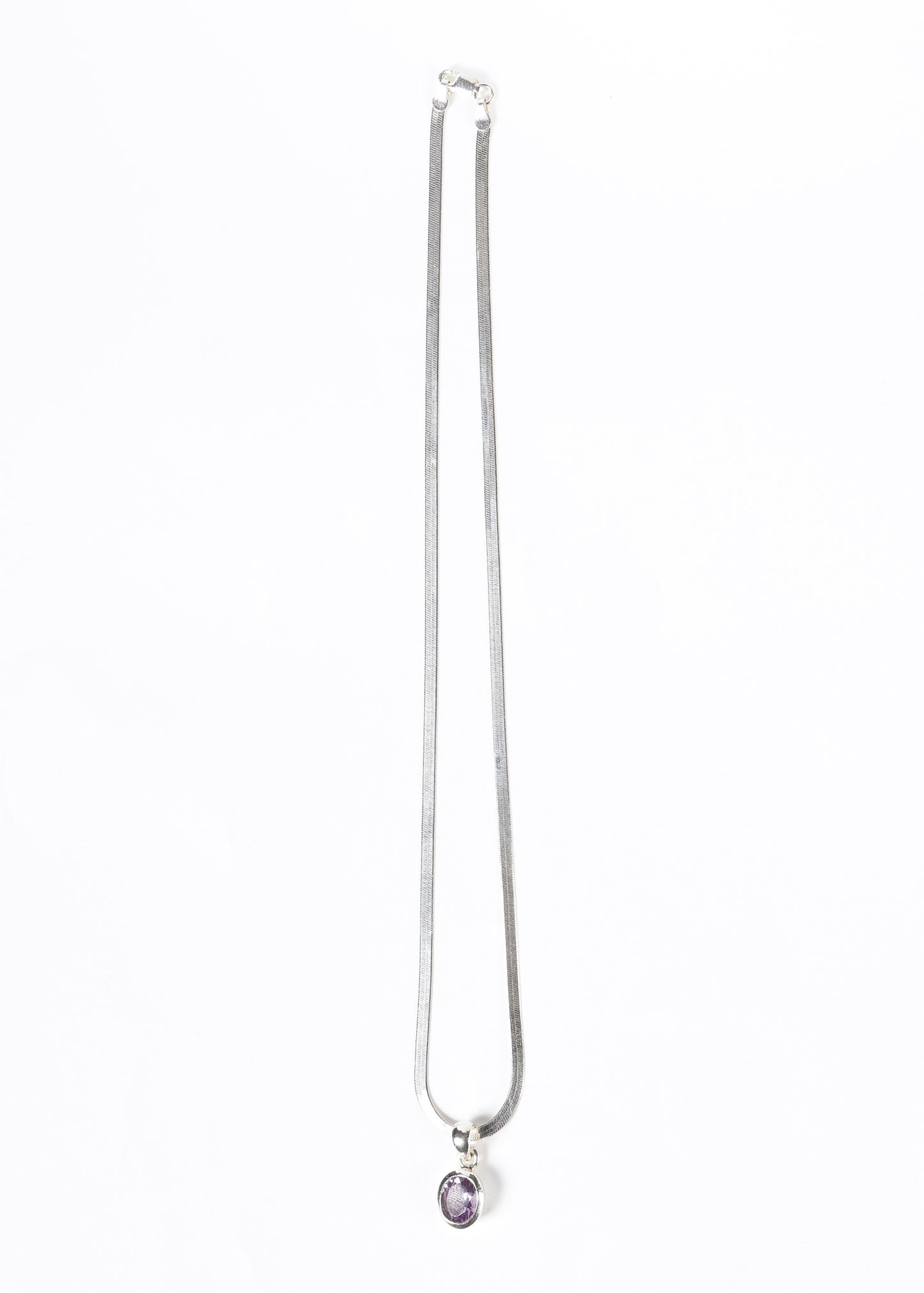 Cadena serpiente 45cm con dije amatista grande plata 925
