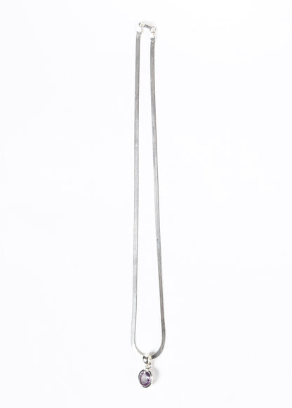 Cadena serpiente 45cm con dije amatista grande plata 925