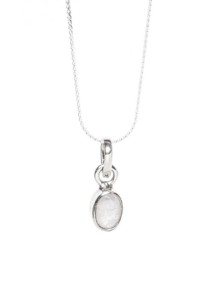 Cadena con dije piedra luna oval liso plata 925 - Paz