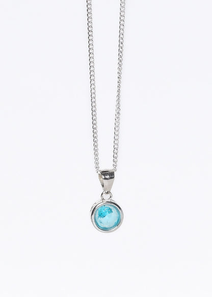 Cadena groumet con punto luz turquesa plata 925