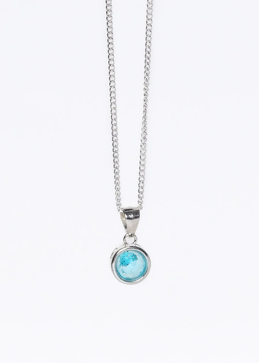 Cadena groumet con punto luz turquesa plata 925