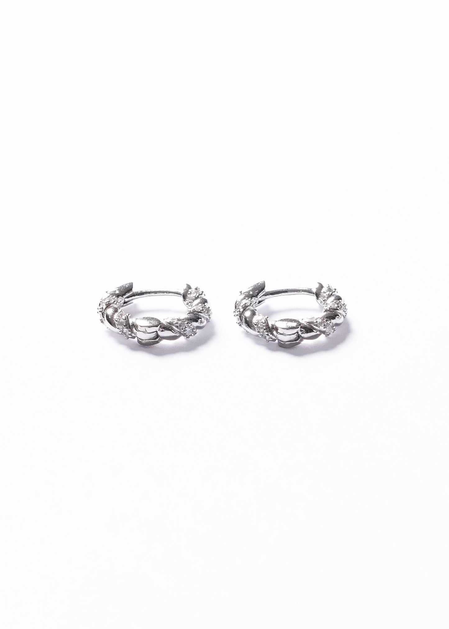 Caravanas aros torneados con zirconias 12mm plata 925