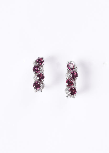 Caravanas Royalty purple zirconia plata 925