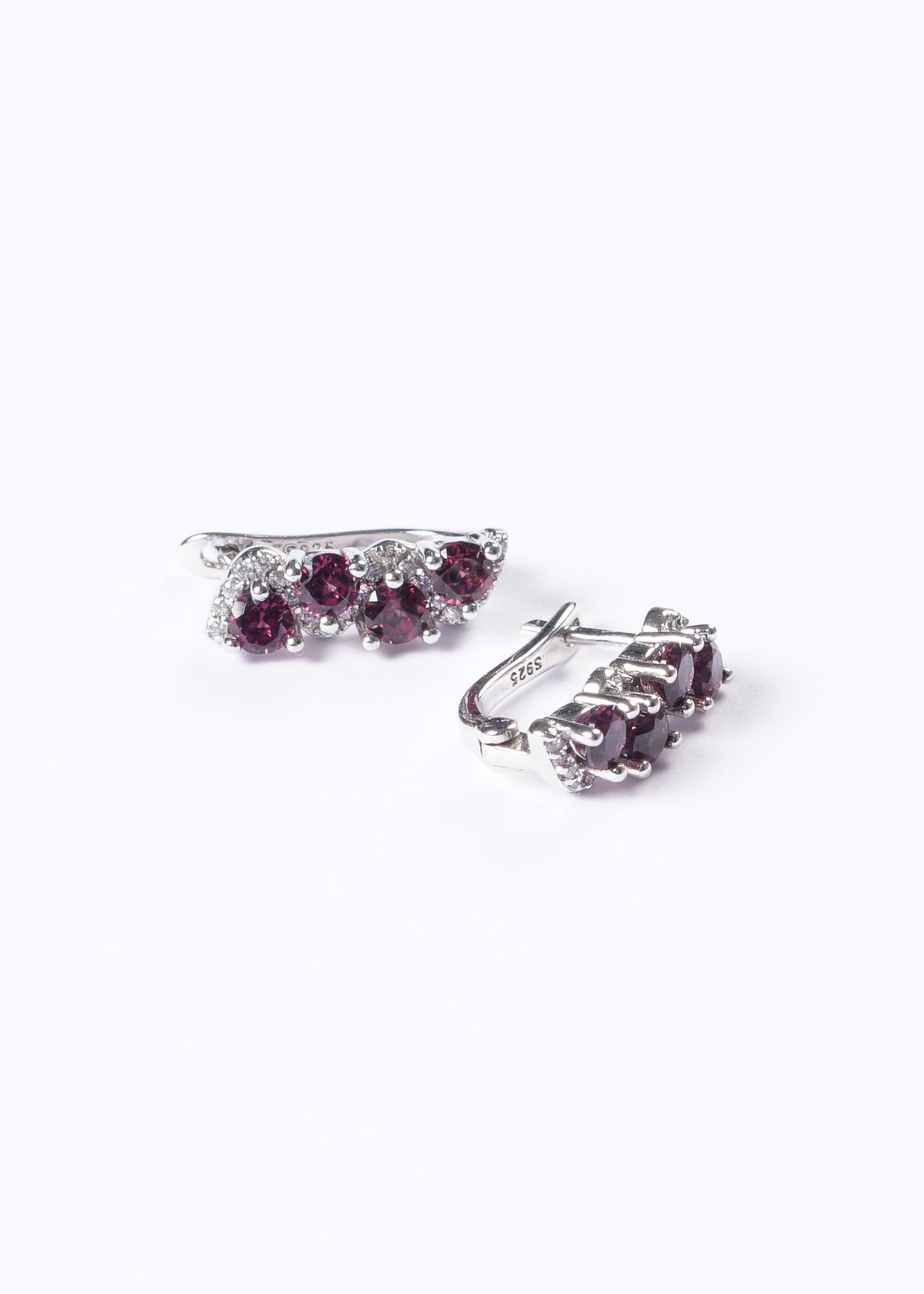 Caravanas Royalty purple zirconia plata 925