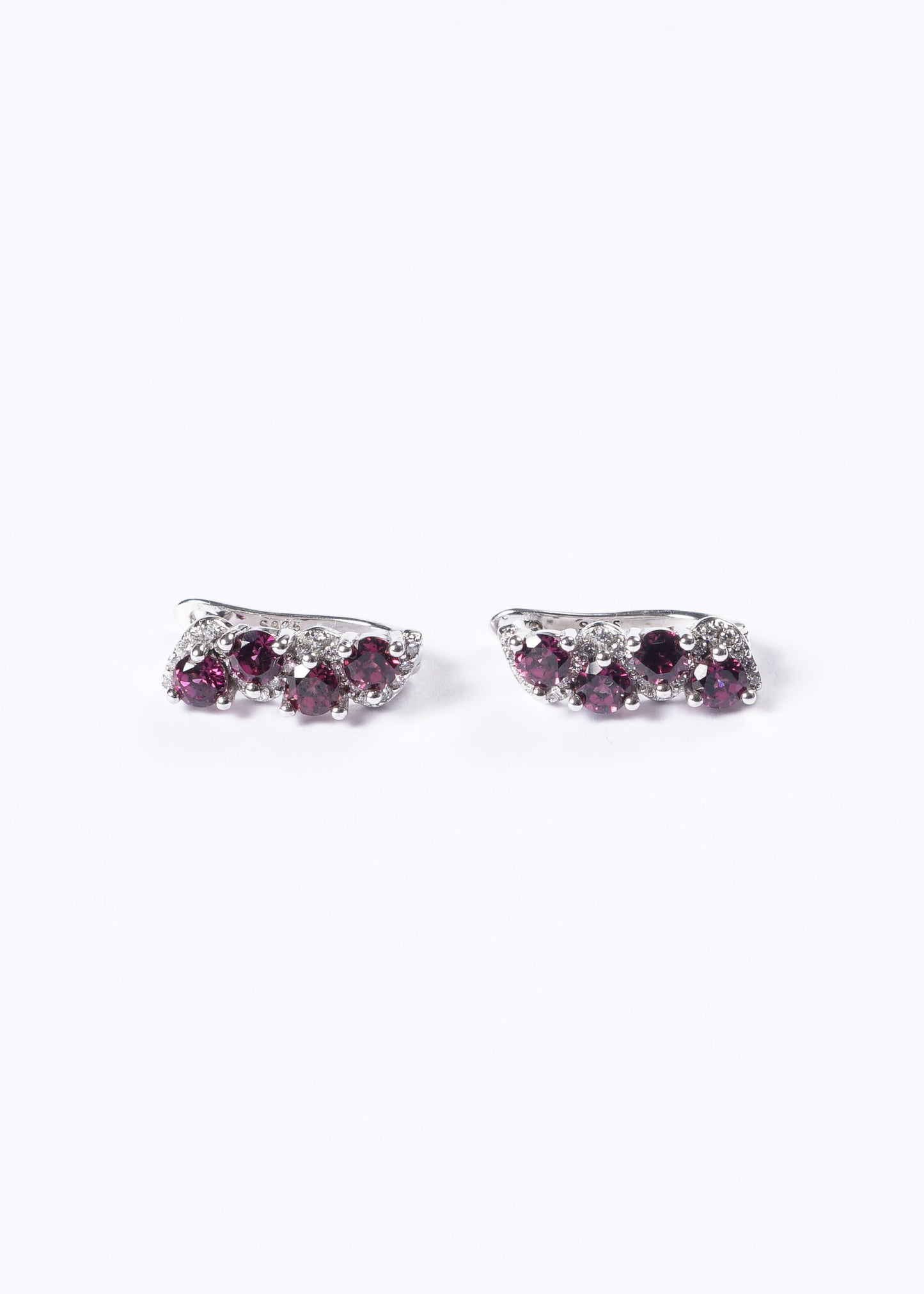 Caravanas Royalty purple zirconia plata 925