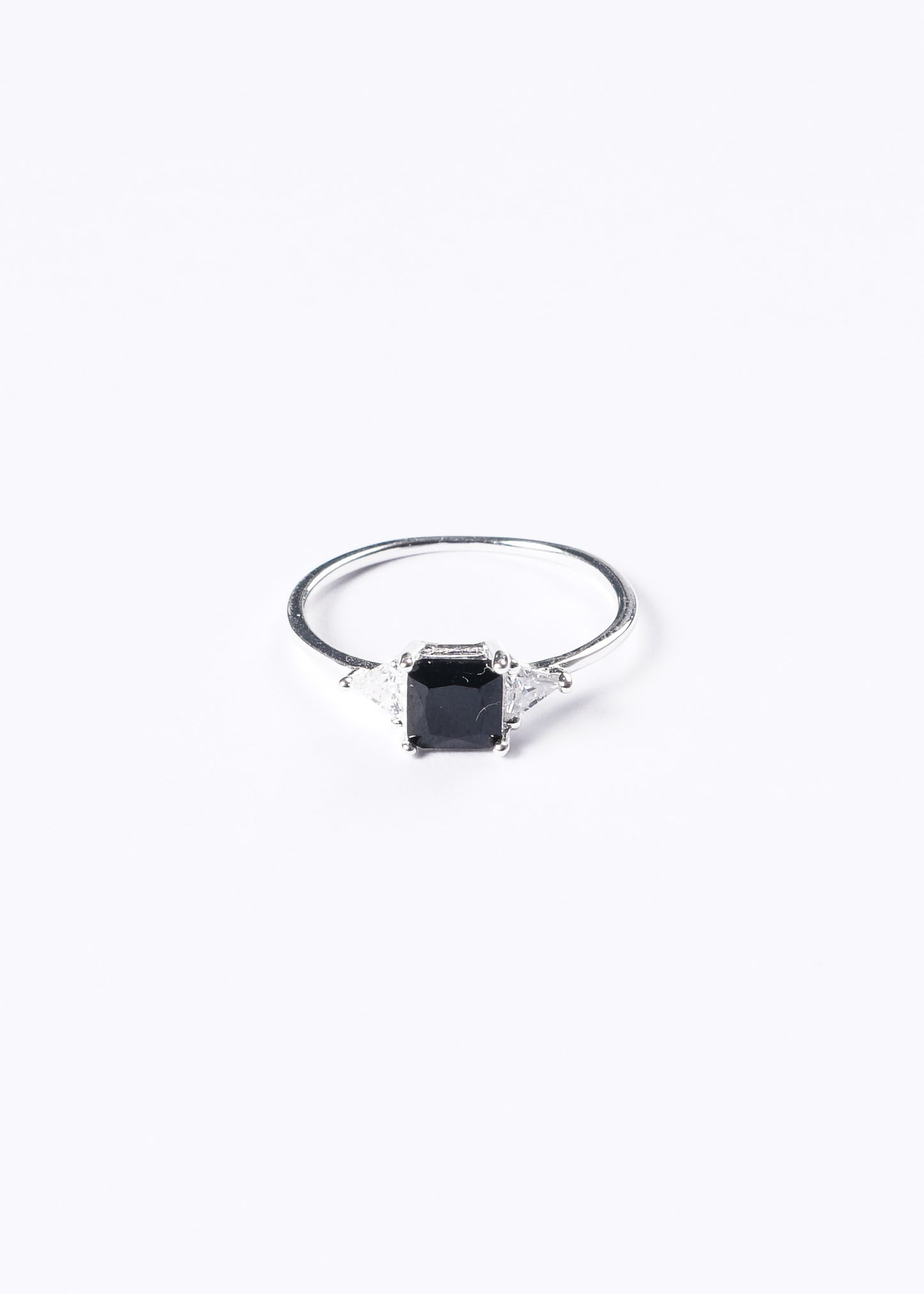 Anillo zirconia cuadrada negra plata 925