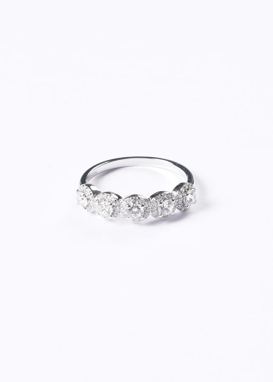 Anillo Lady Di multi esferas zirconia blanca plata 925