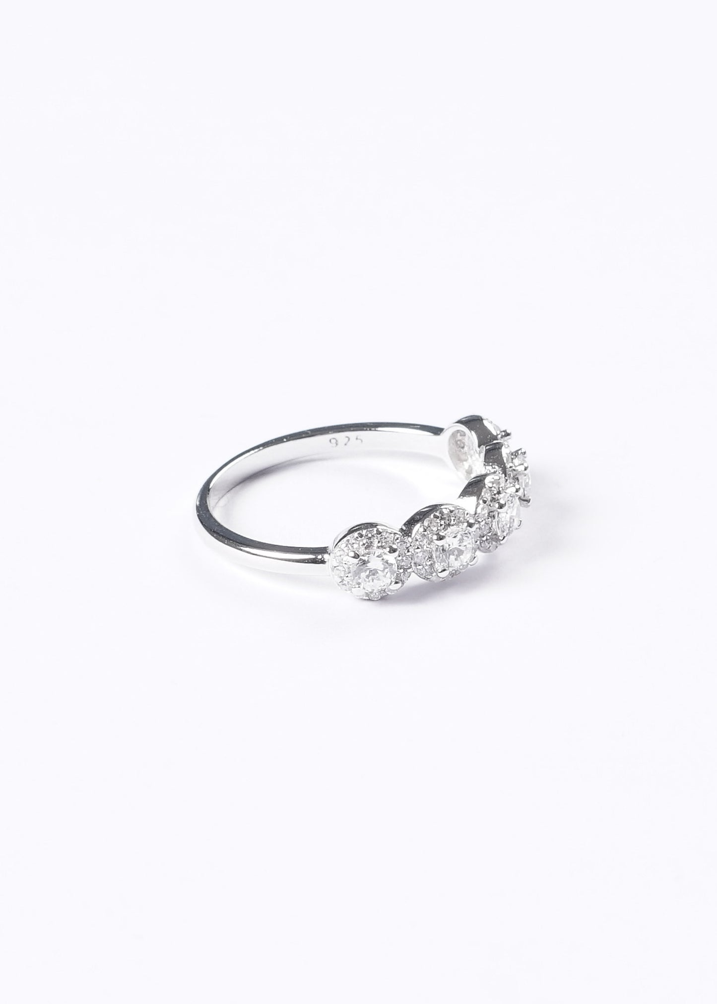 Anillo Lady Di multi esferas zirconia blanca plata 925
