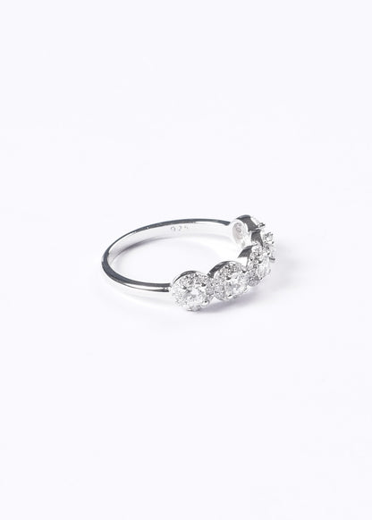 Anillo Lady Di multi esferas zirconia blanca plata 925