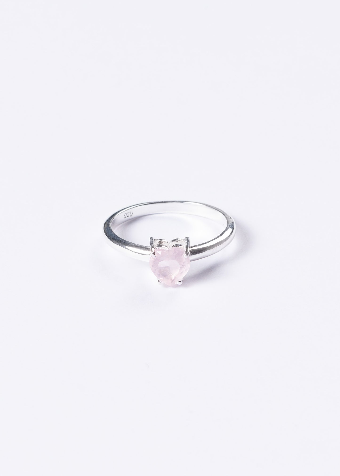 Anillo corazón piedra cuarzo rosa plata 925 - Símbolo Amor