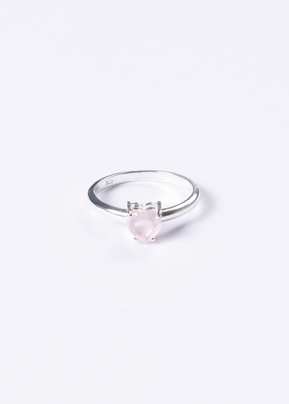 Anillo corazón piedra cuarzo rosa plata 925 - Símbolo Amor