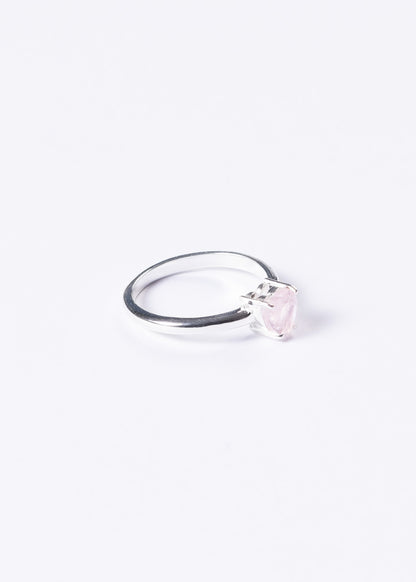 Anillo corazón piedra cuarzo rosa plata 925 - Símbolo Amor