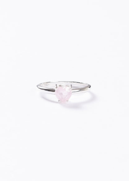 Anillo corazón piedra cuarzo rosa plata 925 - Símbolo Amor