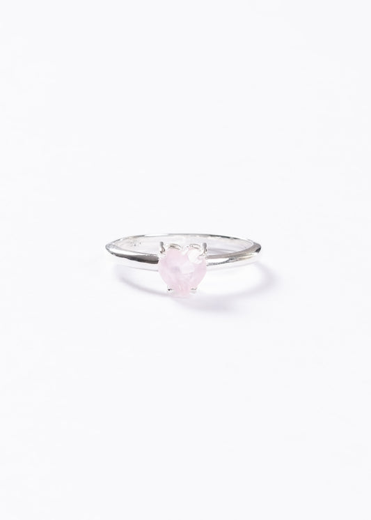 Anillo corazón piedra cuarzo rosa plata 925 - Símbolo Amor