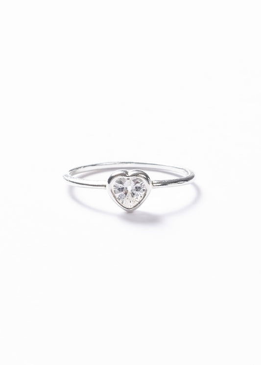 Anillo clásico corazón zirconia plata 925