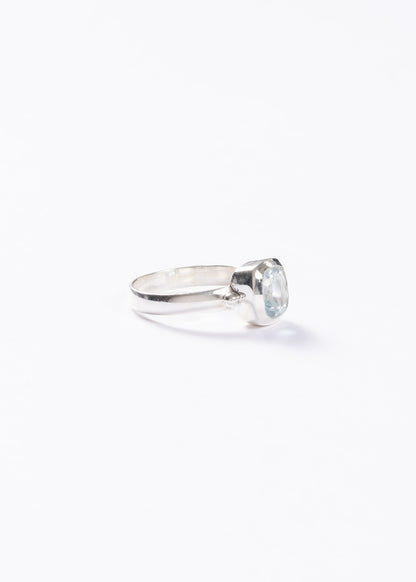 Anillo macizo topacio celeste cuadrado plata 925