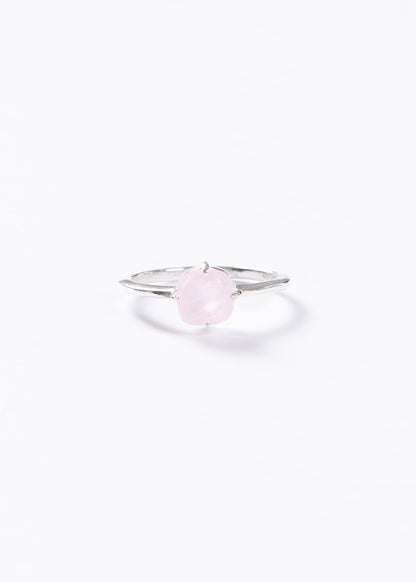 Anillo cintillo clásico cuarzo rosa plata 925 - Amor