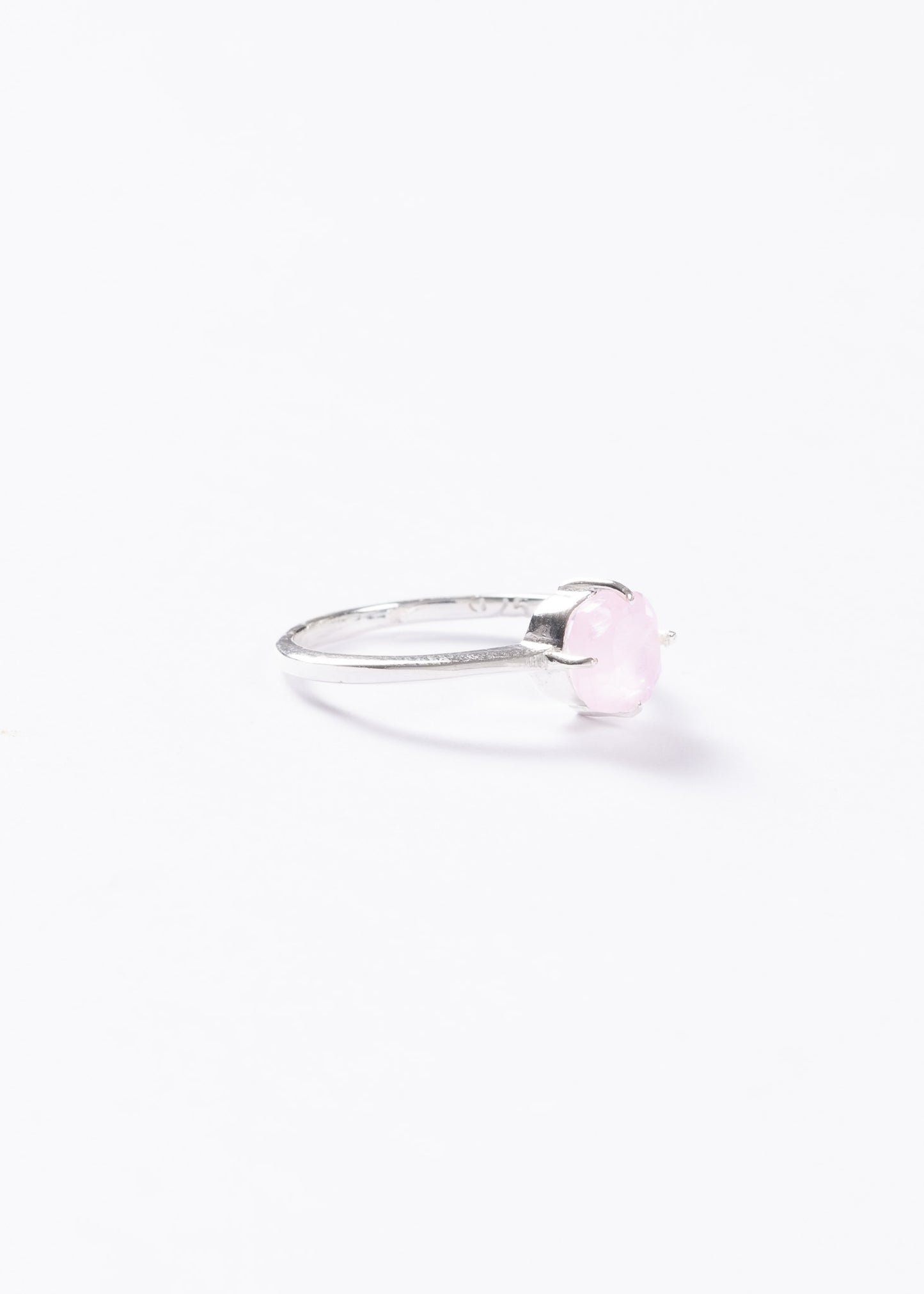 Anillo cintillo clásico cuarzo rosa plata 925 - Amor