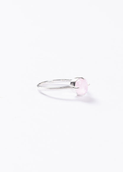 Anillo cintillo clásico cuarzo rosa plata 925 - Amor