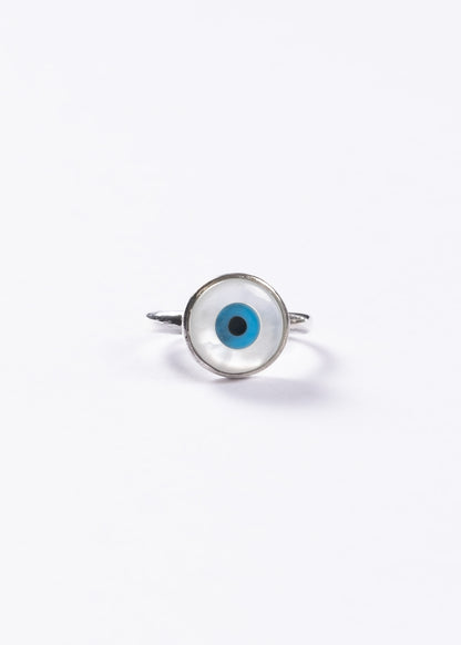 Anillo ojo turco celeste plata 925