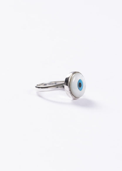 Anillo ojo turco celeste plata 925