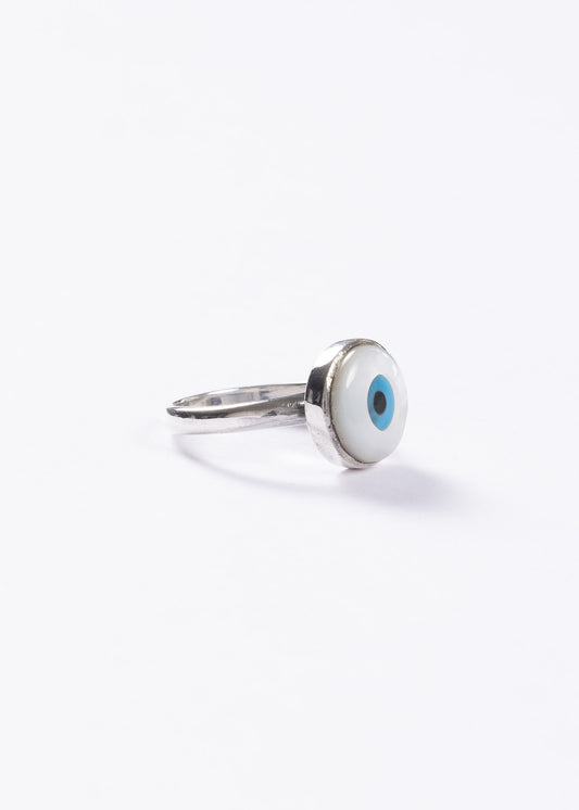 Anillo ojo turco celeste plata 925
