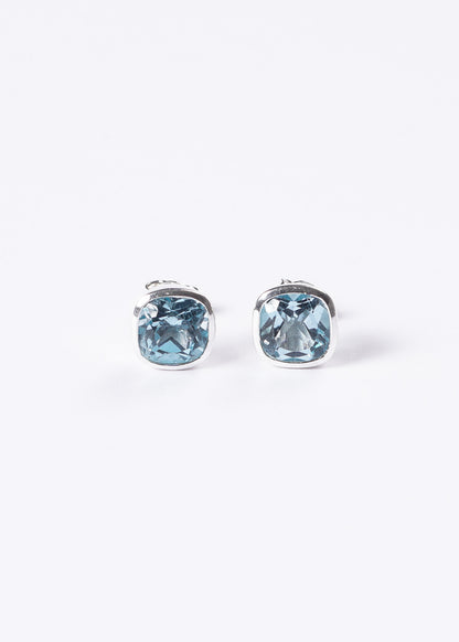 Caravanas grandes topacio celeste plata 925 - Claridad