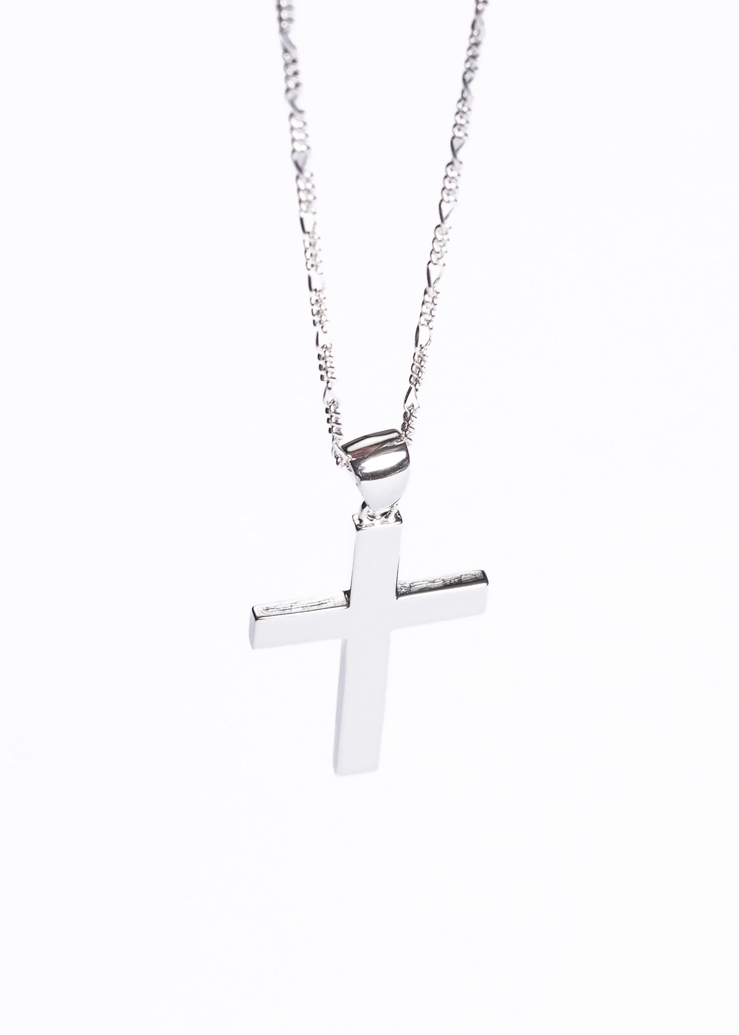 Cadena 3 y 1 fina con dije cruz grande 32x20mm plata 925 - 50cm