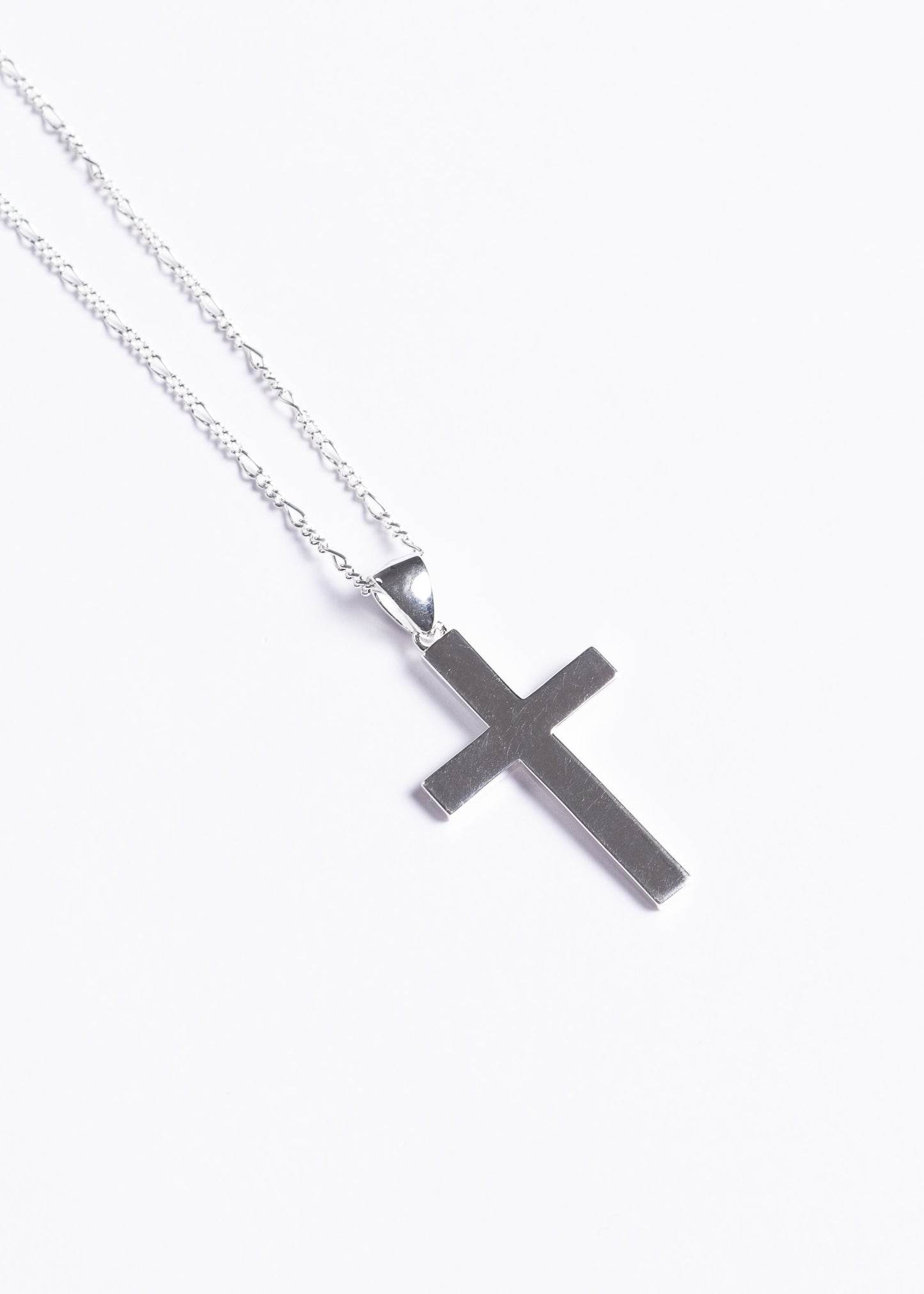 Cadena 3 y 1 fina con dije cruz grande 32x20mm plata 925 - 50cm