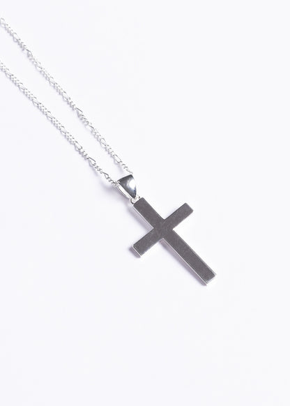 Cadena 3 y 1 fina con dije cruz grande 32x20mm plata 925 - 50cm