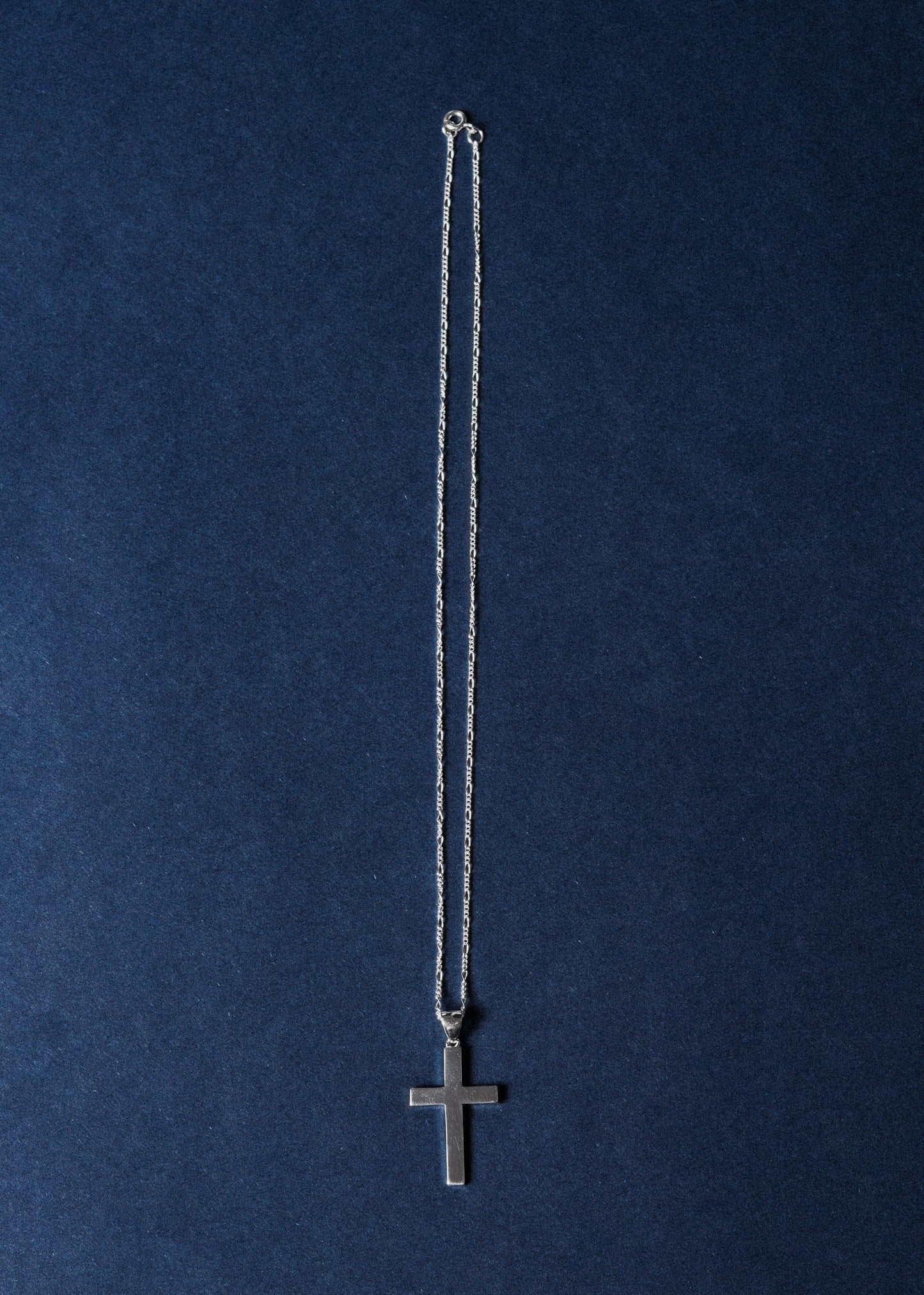 Cadena 3 y 1 fina con dije cruz grande 32x20mm plata 925 - 50cm