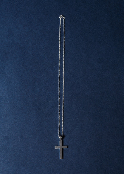 Cadena 3 y 1 fina con dije cruz grande 32x20mm plata 925 - 50cm