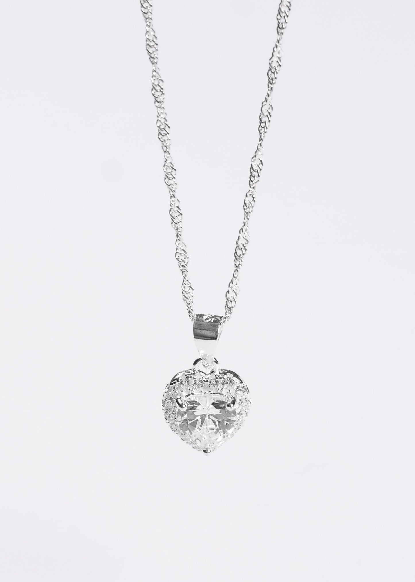 Collar con dije corazón lady di zirconia blanca plata 925 - Promesa