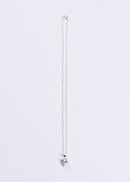 Collar con dije corazón lady di zirconia blanca plata 925 - Promesa
