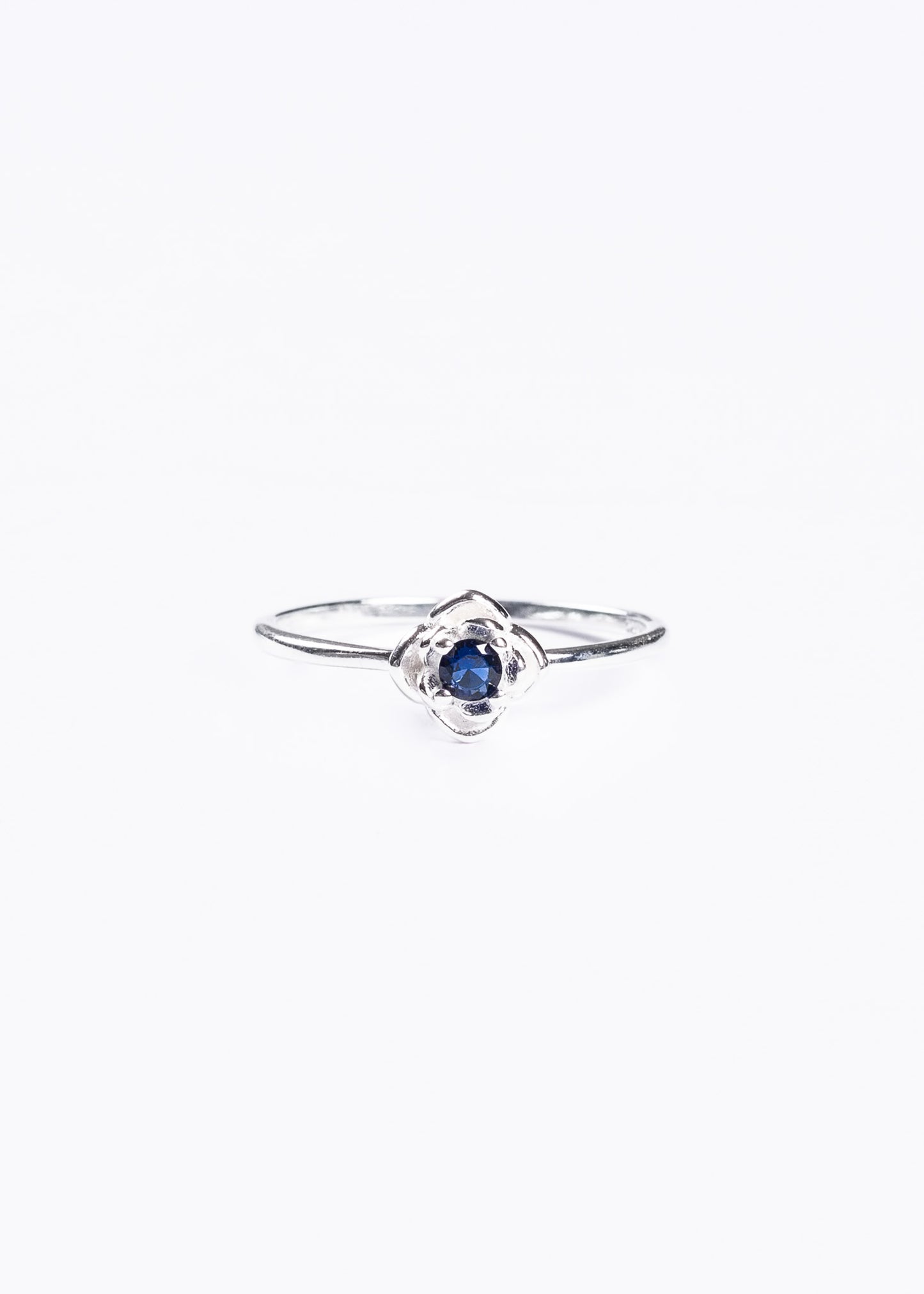 Anillo flor zirconia azul plata 925