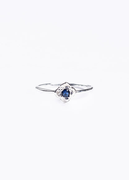 Anillo flor zirconia azul plata 925
